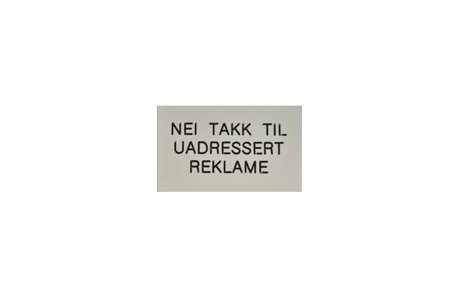 Nei takk reklame, utendørs skilt - hvit